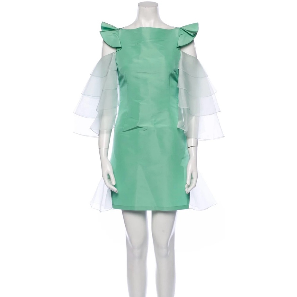 Gorgeous mint /sea foam dress with dramatic sleeves